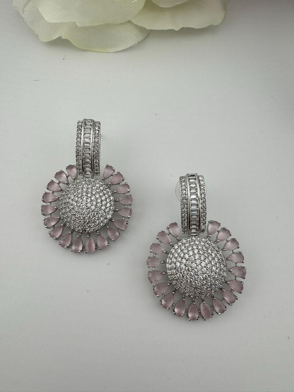 Premium Nano Setting Cubic Zirconia Chandelier earrings in Crystal stones in silver color Statement earrings