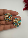 Premium Cubic Zirconia, Glass Crystals in gold is Swarovski inspired designer studs earrings