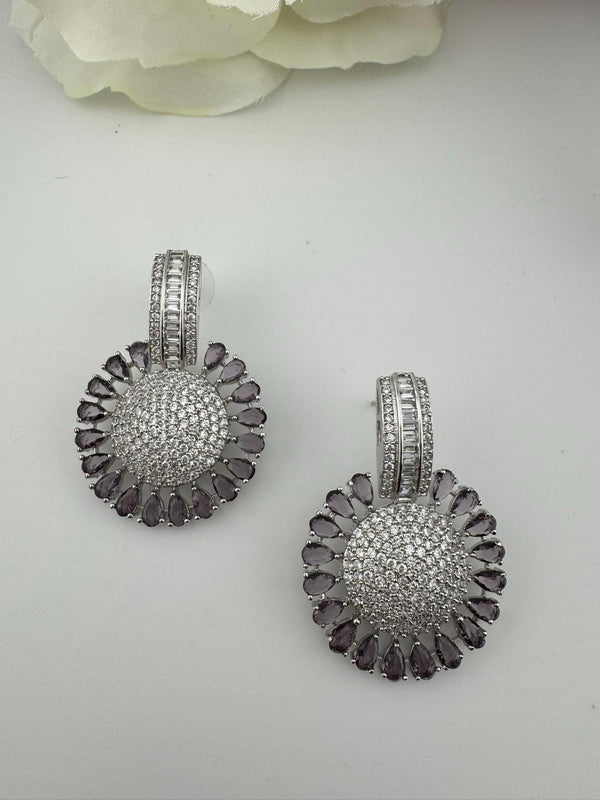Premium Nano Setting Cubic Zirconia Chandelier earrings in Crystal stones in silver color Statement earrings