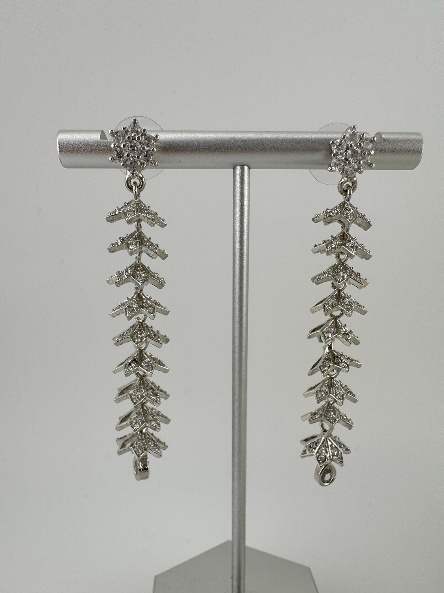 Premium Long Earring in Cubic Zirconia / Set of small jhumkis in long earrings