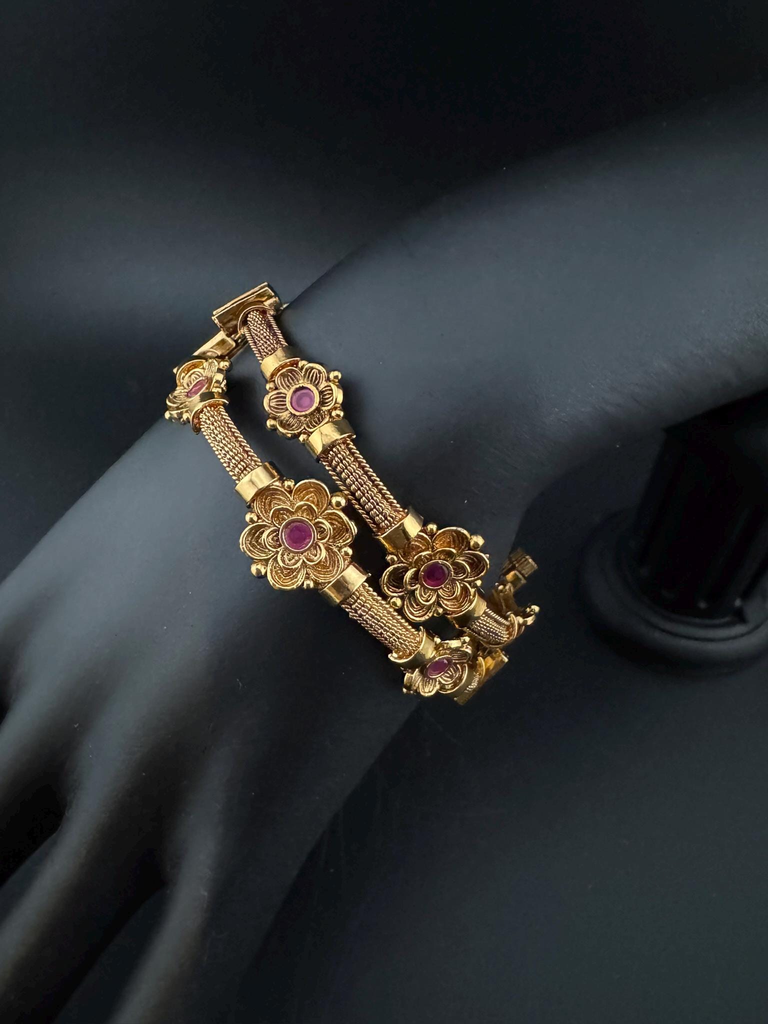 Openable Matt Gold Amrapali inspired Designer bangles set