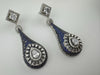 Blue Premium Nano Setting Cubic Zirconia Long Drop earrings with Clear crystal stones