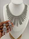 Premium American Diamond, Cubic Zirconia Bridal Collar Necklace with long earrings