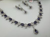 Premium Silver Polish American Diamond, Cubic Zirconia, glass stone Sleek Necklace set with long earrings