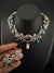 Red Premium American Diamond, Cubic Zirconia, Stones and Pearls Floral Necklace with earrings