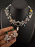 Green Premium American Diamond, Cubic Zirconia, Stones and Pearls Floral Necklace with earrings