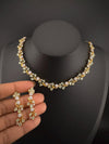 Premium American Diamond, Cubic Zirconia, Stones, Gold Polish, Flower Necklace set with earrings