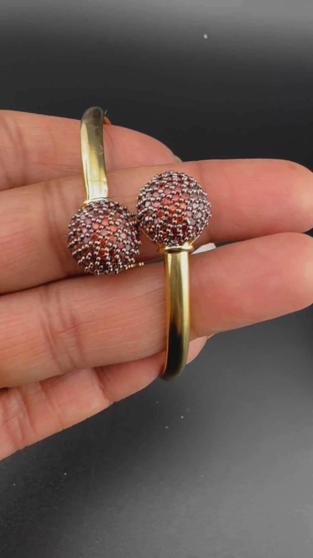 Openable Gold Stone and Cubic Zirconia Bracelet Designer inspired Bracelet bangle