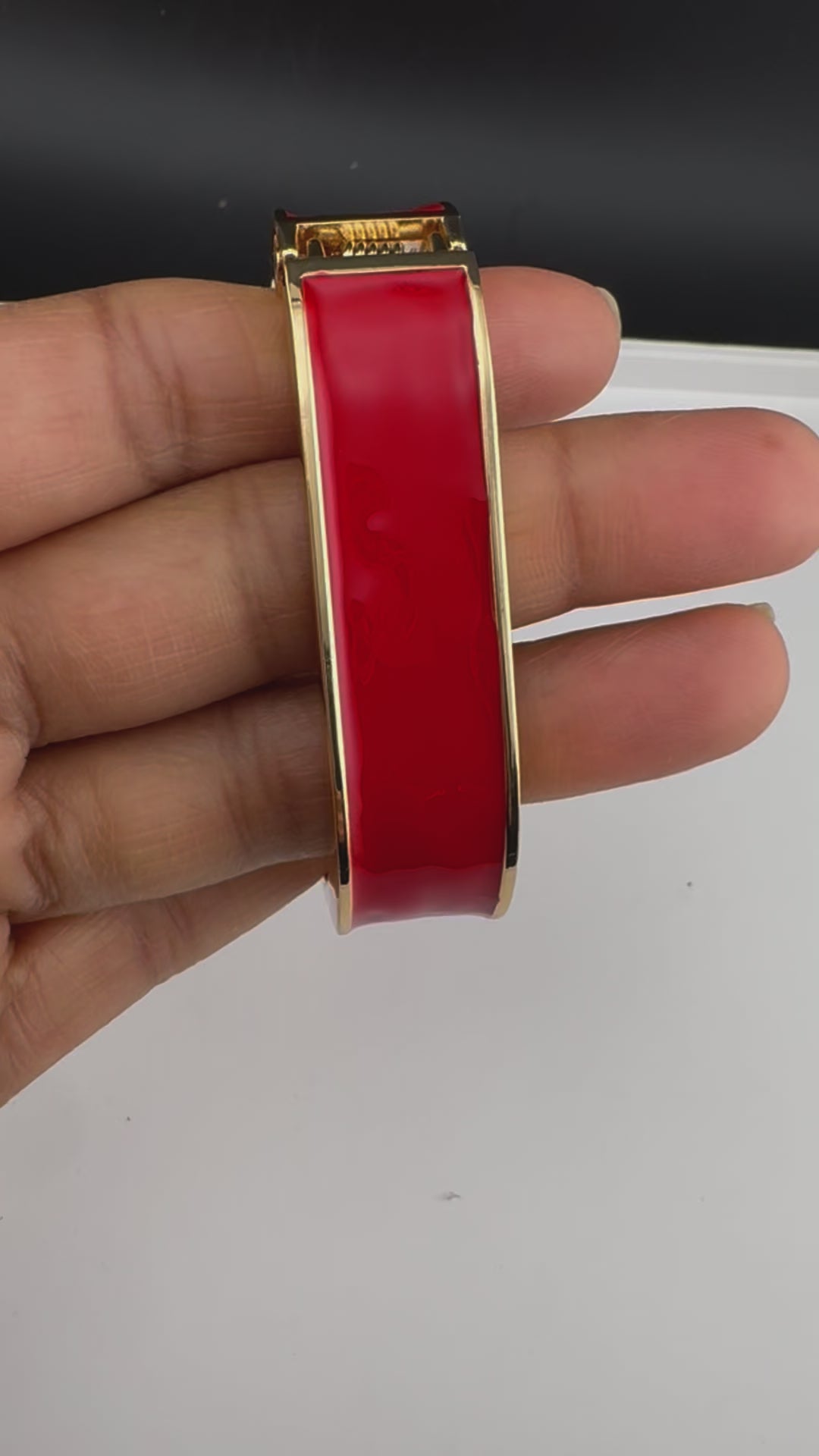 Openable Square Cuff Bracelet in Enamel and gold polish is Designer inspired Broad bangle/Indian Bracelet/Everyday Bracelet/Fits upto 2.6"