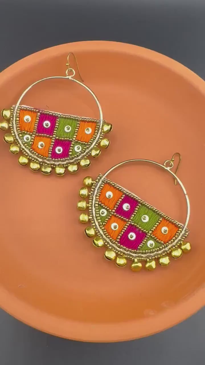 Beaded Pastel multicolor Heart with Tassel earring, Handmade earring