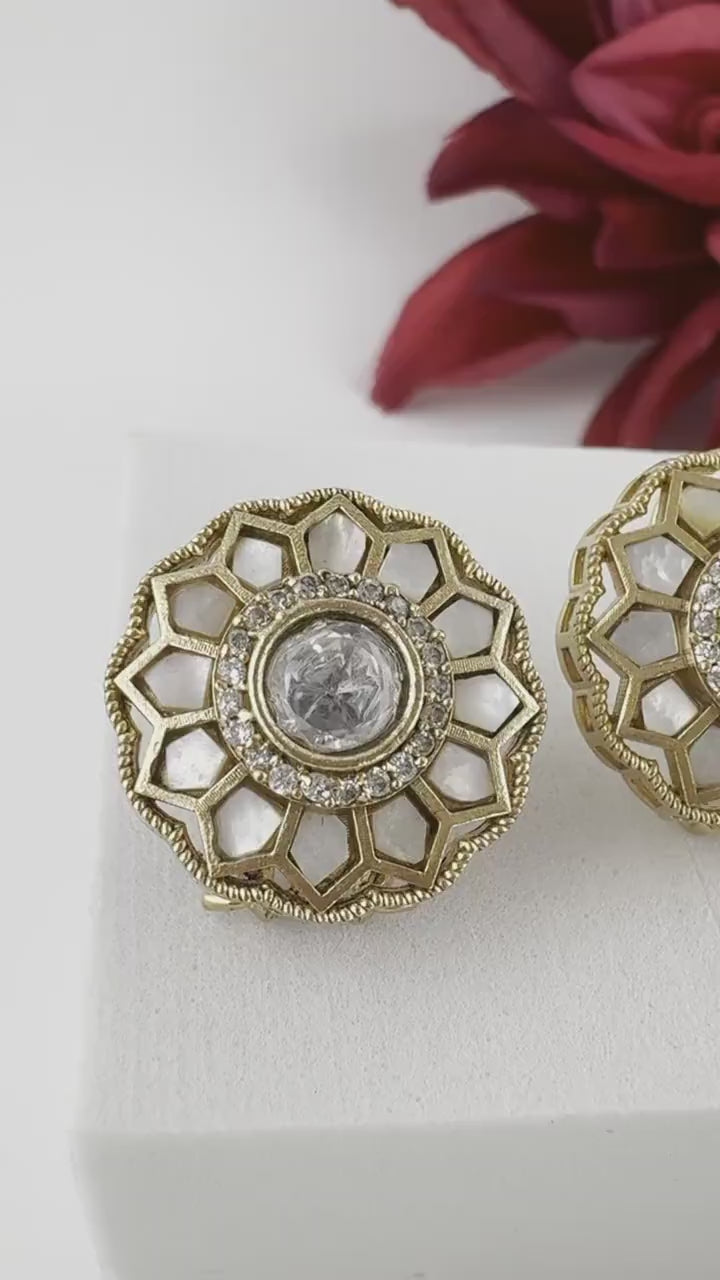 High Quality Premium Moissanite Kundan and Pachi kundan Studs earrings