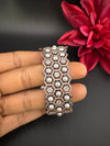 Openable Designer bracelet with Pearls, crystal stones, CZ Nano setting, Fits size upto 2.6"