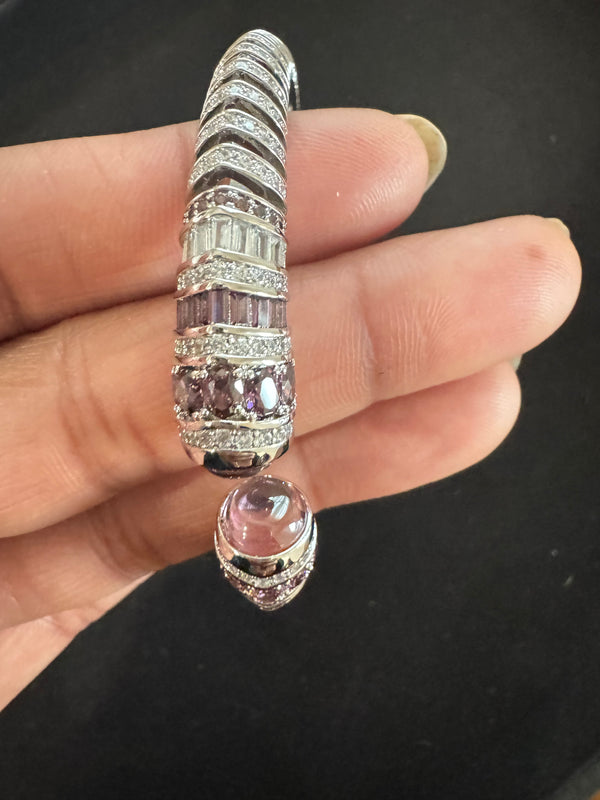 Openable Cuff bracelet with Stones, American Diamonds, crystal stones, CZ, Fits size upto 2.6"