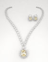 Swarovski Crystals and CZ Diamond all over Necklace Set, White Gold Plated set