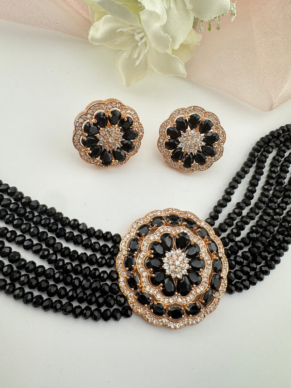 Hydro beads, CZ, Stones Choker necklace set, Indian Bridal Jewelry, chic set