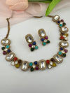 Kundan, Stones, CZ Gold Plated necklace set, Indian Bridal Jewelry set