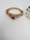 Peacock Amarapali inspired Moissanite Kundan, CZ, Stone Bracelet Bangle, Gold Polish (Fits 2.6" wrists)