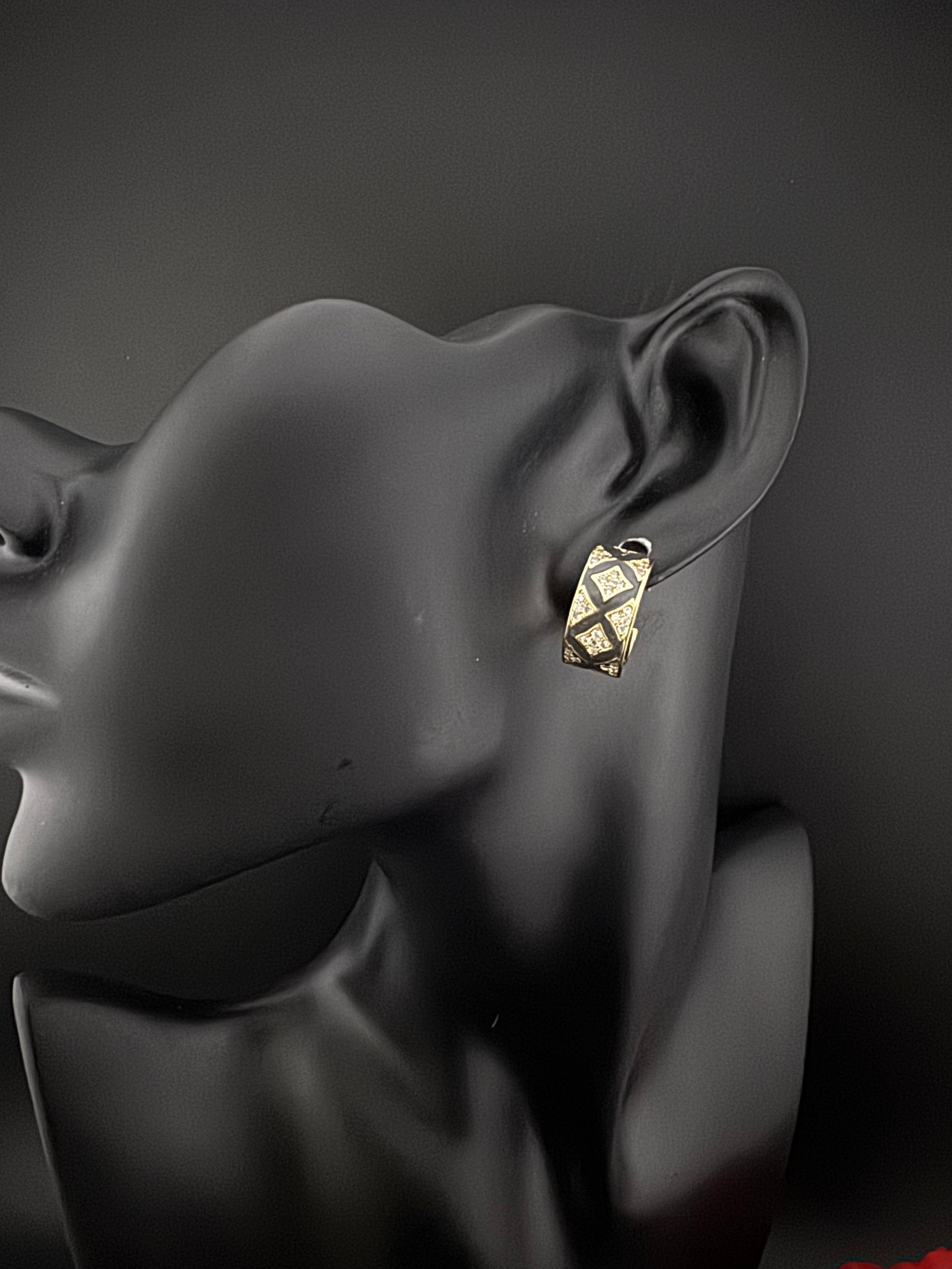 Cubic Zirconia and Enamel hoops, Indian jewelry, everyday lightweight earrings/Bridesmaid Gift/designer hoops/Small Statement hoops