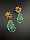 CZ and Gold, Doublet Stone Chandelier Drop Earrings, Bridal, Designer jewelry
