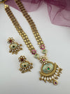 Rajwadi Kundan Enamel Stones Gold Necklace Set, Indian Bridal Rani Haar