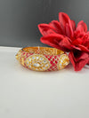 Pchhi Kundan, Moissanite Kundan, CZ Openable Broad Bracelet Bangle, Gold Polish (Fits 2.6" wrists) (Copy)