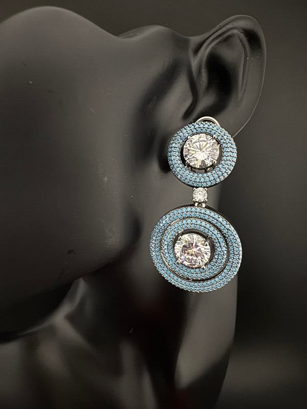 Premium Nano Setting of Cubic Zirconia with Crystal in silver is designer Inspired Statement Drop Dangle earring/Lightweight/bridesmaid gift