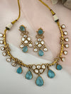 Kundan, CZ, Doublet Stone collar flexible necklace set, Indian Bridal Jewelry set