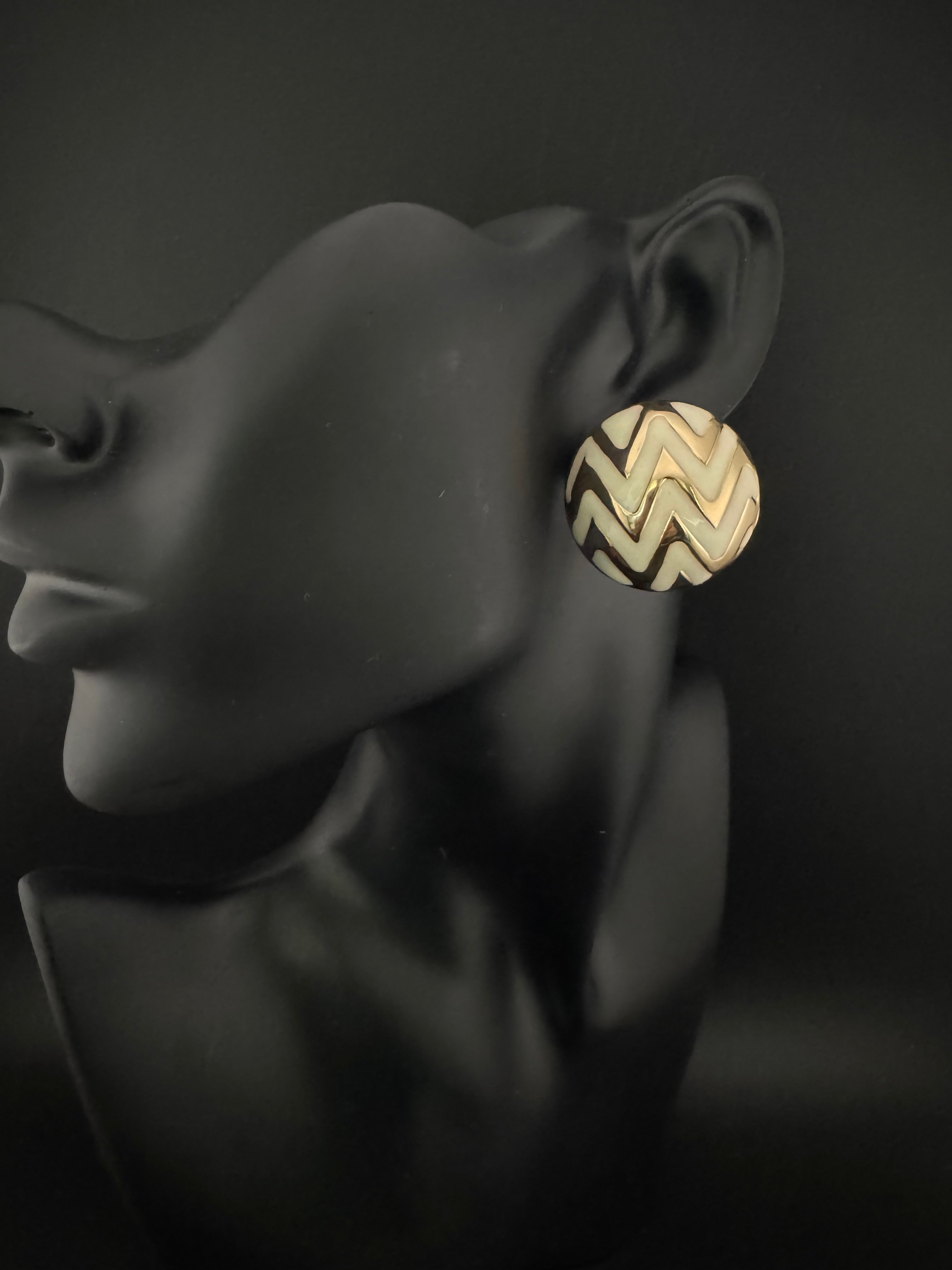 High Quality Enamel and gold designer Oversized Stud earrings, Unique statement earrings