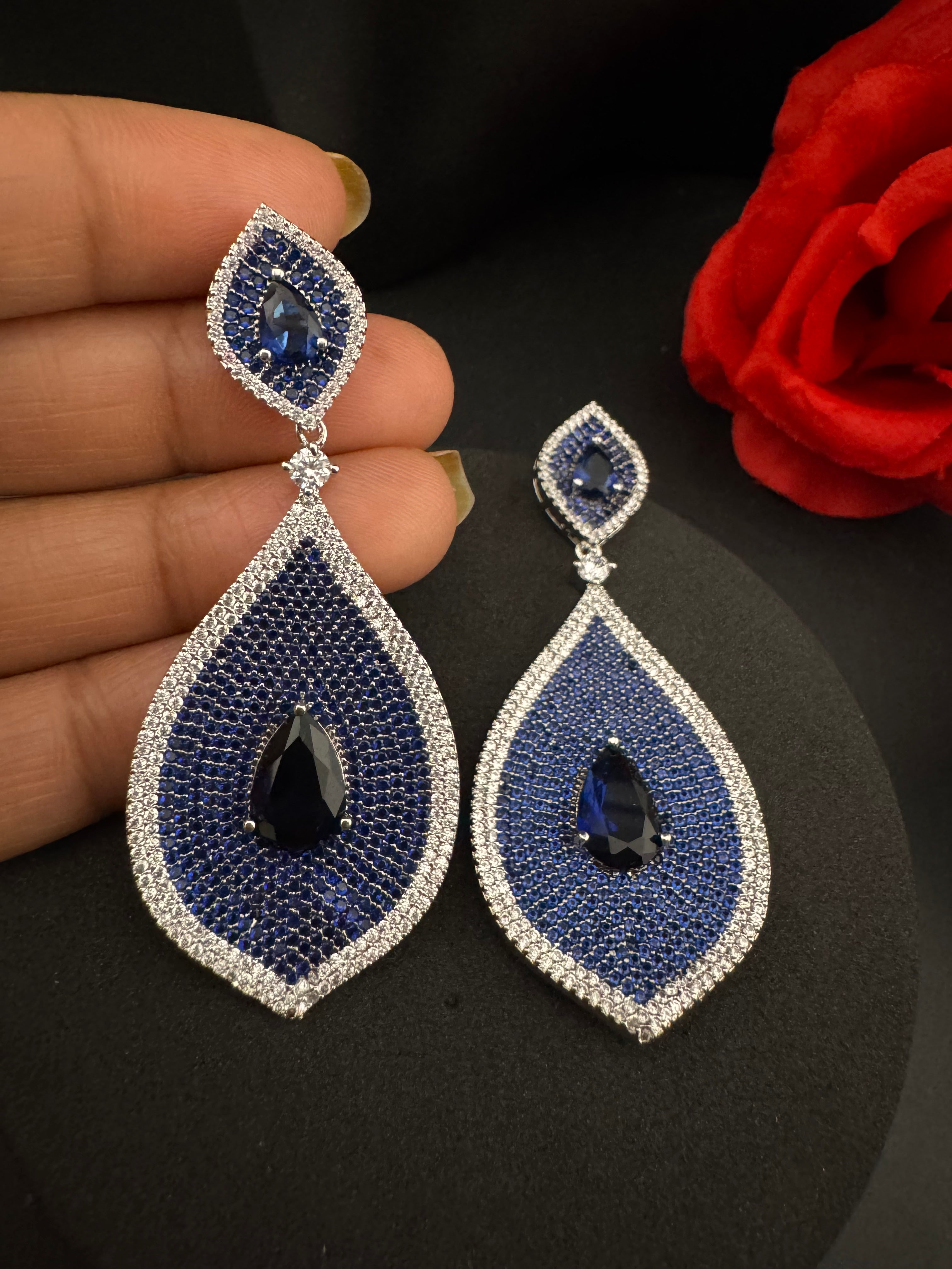 Premium Nano Setting of very fine Cubic Zirconia Dangle earrings in Evil eye style, designer Inspired Statement earring, Bridesmaid gift
