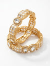 Moissanite Kundan, CZ, Openable Bracelet Bangle set of 2, Gold Polish