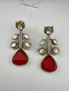Designer inspired, Doublet stone uncut kundan and CZ chandbali Drop earrings, Indian Jewelry