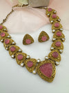 Kundan, Carved Stone, Gold plated necklace set, Indian Bridal Jewelry set