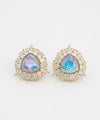 Gold Polish Crystal Stone Stud Earrings, Cubic Zirconia, AD, CZ, Indian Jewelry
