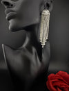 Premium Cubic Zirconia Chandelier extra long earrings, sun style long CZ tassel, Statement Long earring, Bridal, Party, Wedding jewelry