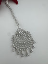 Silver Cubic Zirconia/Diamond Tikka, Indian Maang Tikka, Headpiece, Bridal jewelry