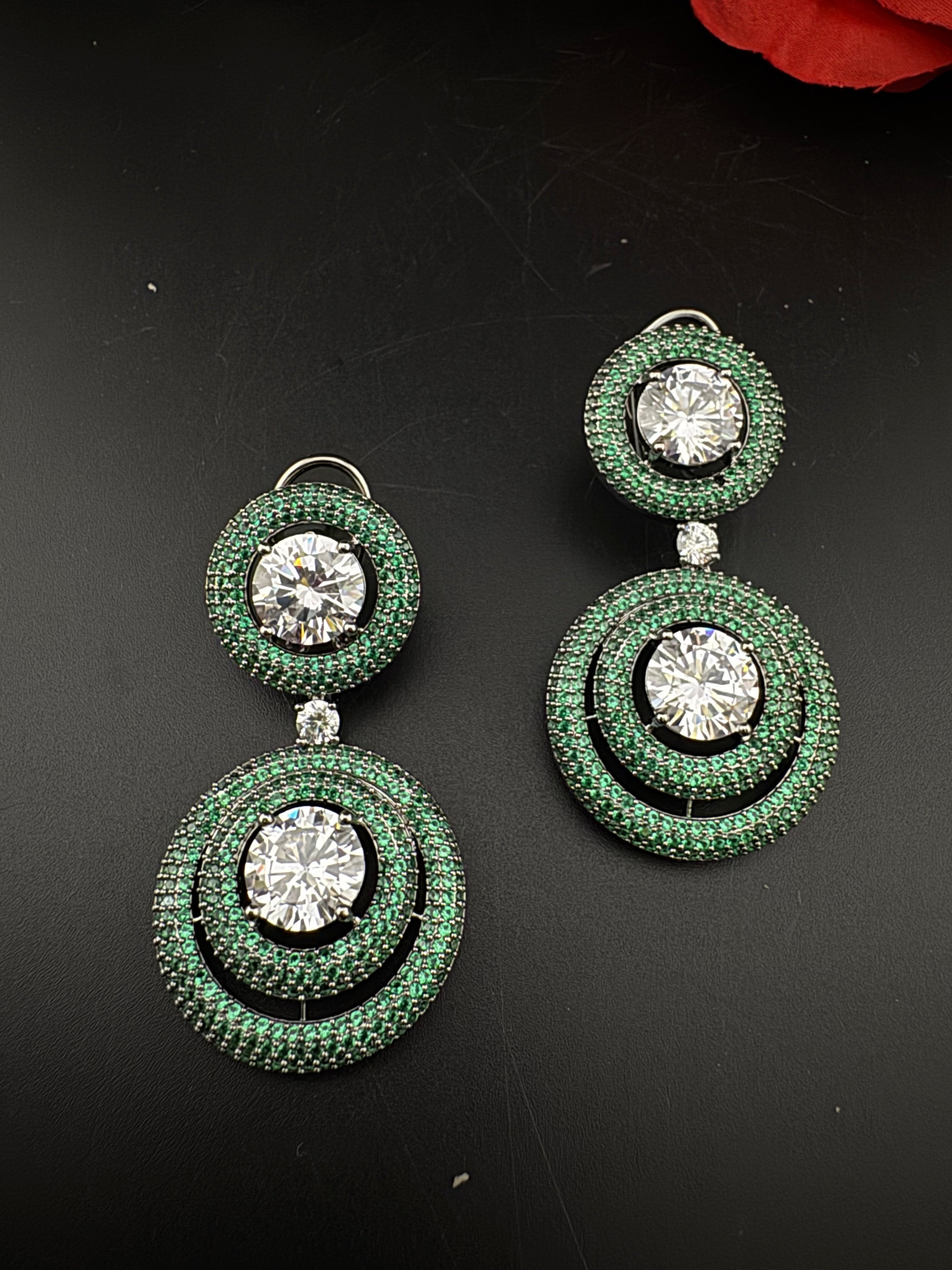 Premium Nano Setting of Cubic Zirconia with Crystal in silver is designer Inspired Statement Drop Dangle earring/Lightweight/bridesmaid gift