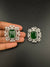 Cubic Zirconia, Diamond, Green Doublet stud earrings, Indian Jewelry