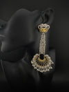 Oxidized Silver and Gold ChandBali Very long Earrings, designer jewelry