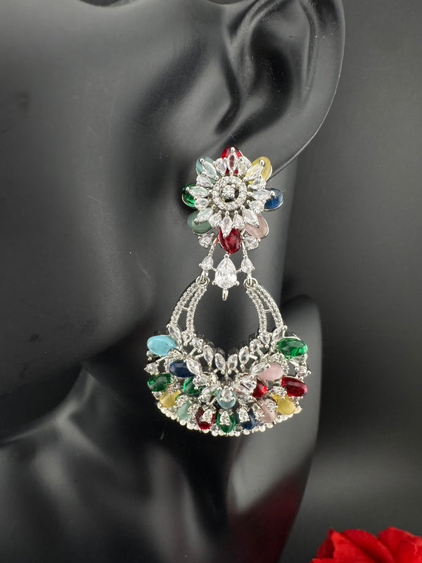 Premium Cubic Zirconia Pearl Chandelier Drop earrings is designer Inspired, Statement Drop Dangle earring, Bridal, Party, Wedding jewelry,