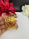 Brushed finished Gold Chunky Cuff Bracelet Bangle, Anti Tarnish, fits sizes upto 2.6"