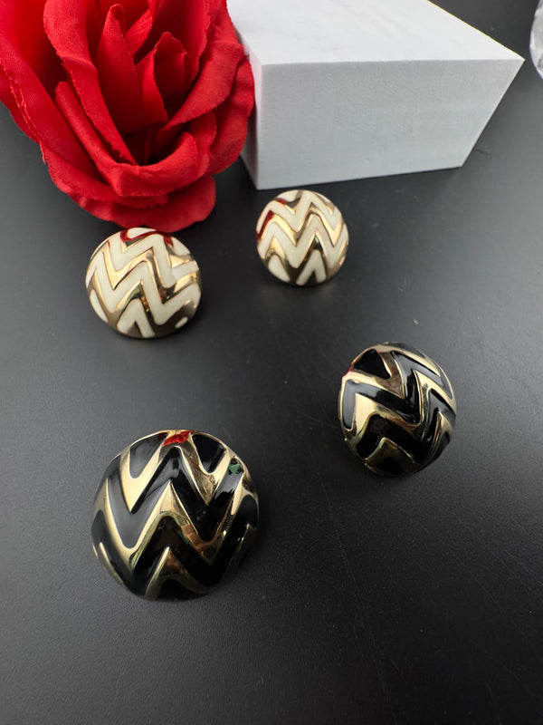 High Quality Enamel and gold designer Oversized Stud earrings, Unique statement earrings