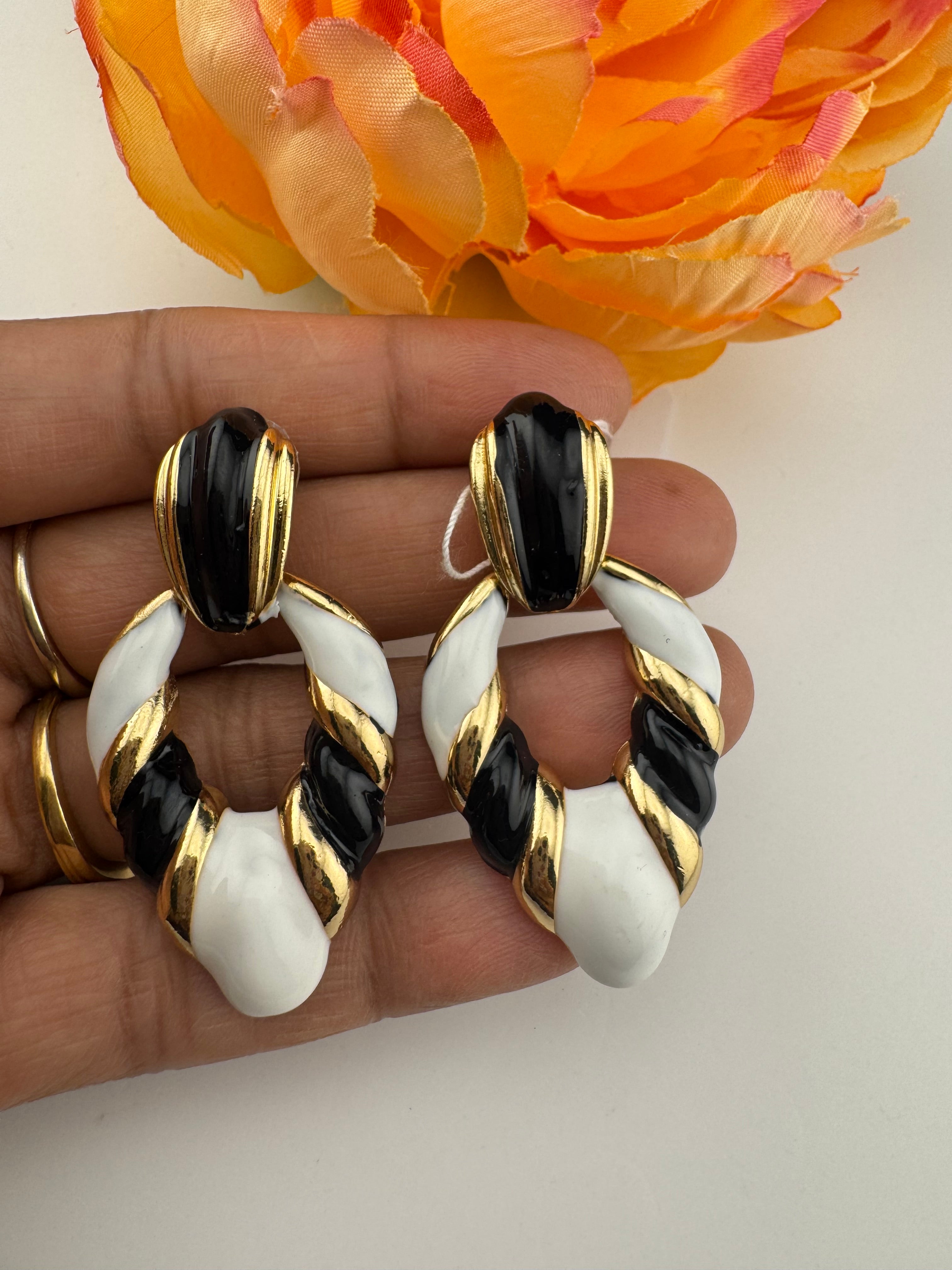 High Quality Premium Enamel and gold Designer Drop Earrings