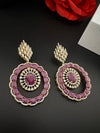 Premium Stones, Cubic Zirconia in gold color is designer Inspired Statement Big Circular Dangle earring/Indian, Bridal, bridesmaid gift