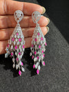Swarovski inspired Crystal, cubic zirconia, diamonddangle long earrings, Indian Jewelry