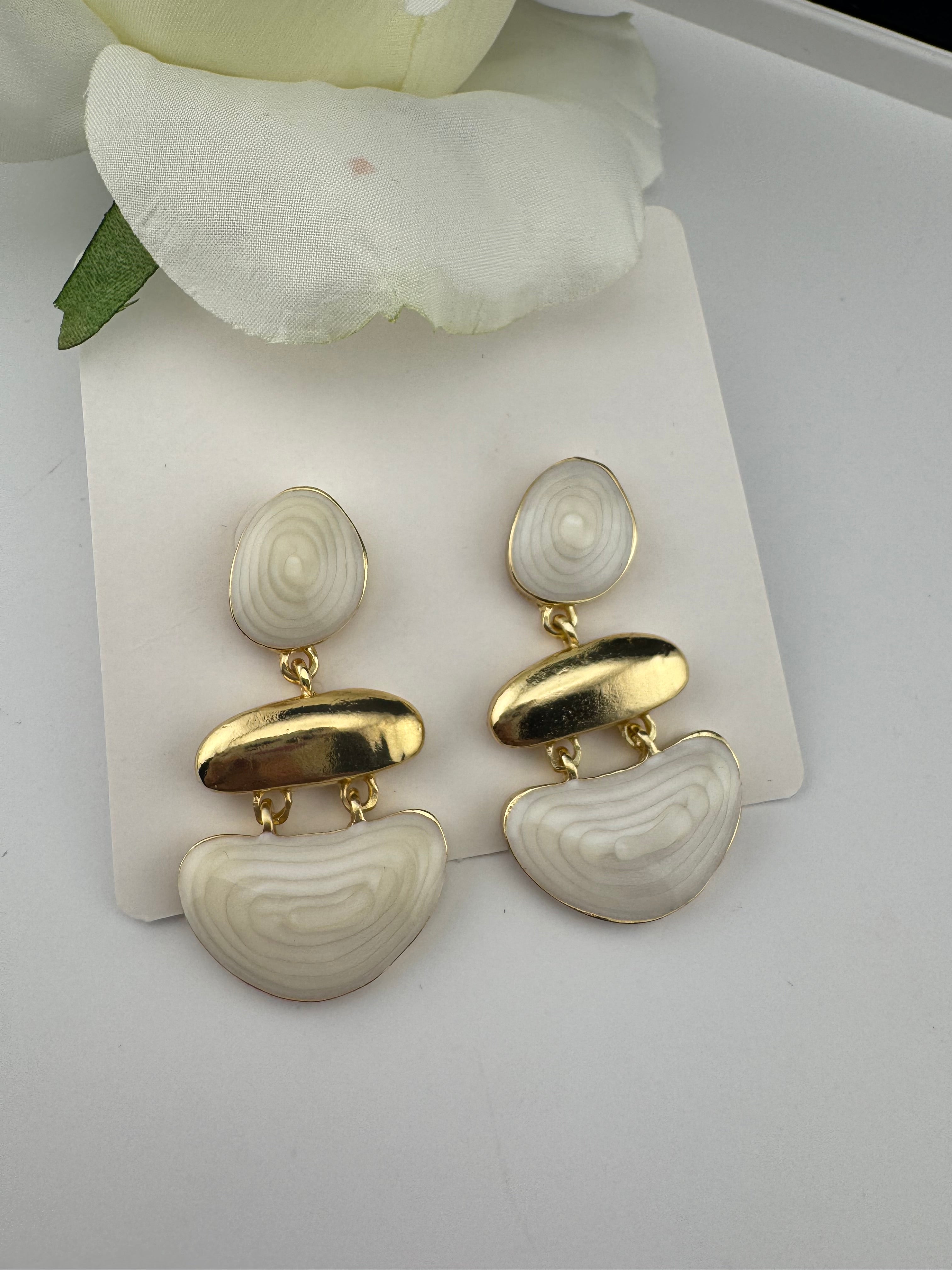 High Quality Premium Enamel and gold Designer Drop Earrings