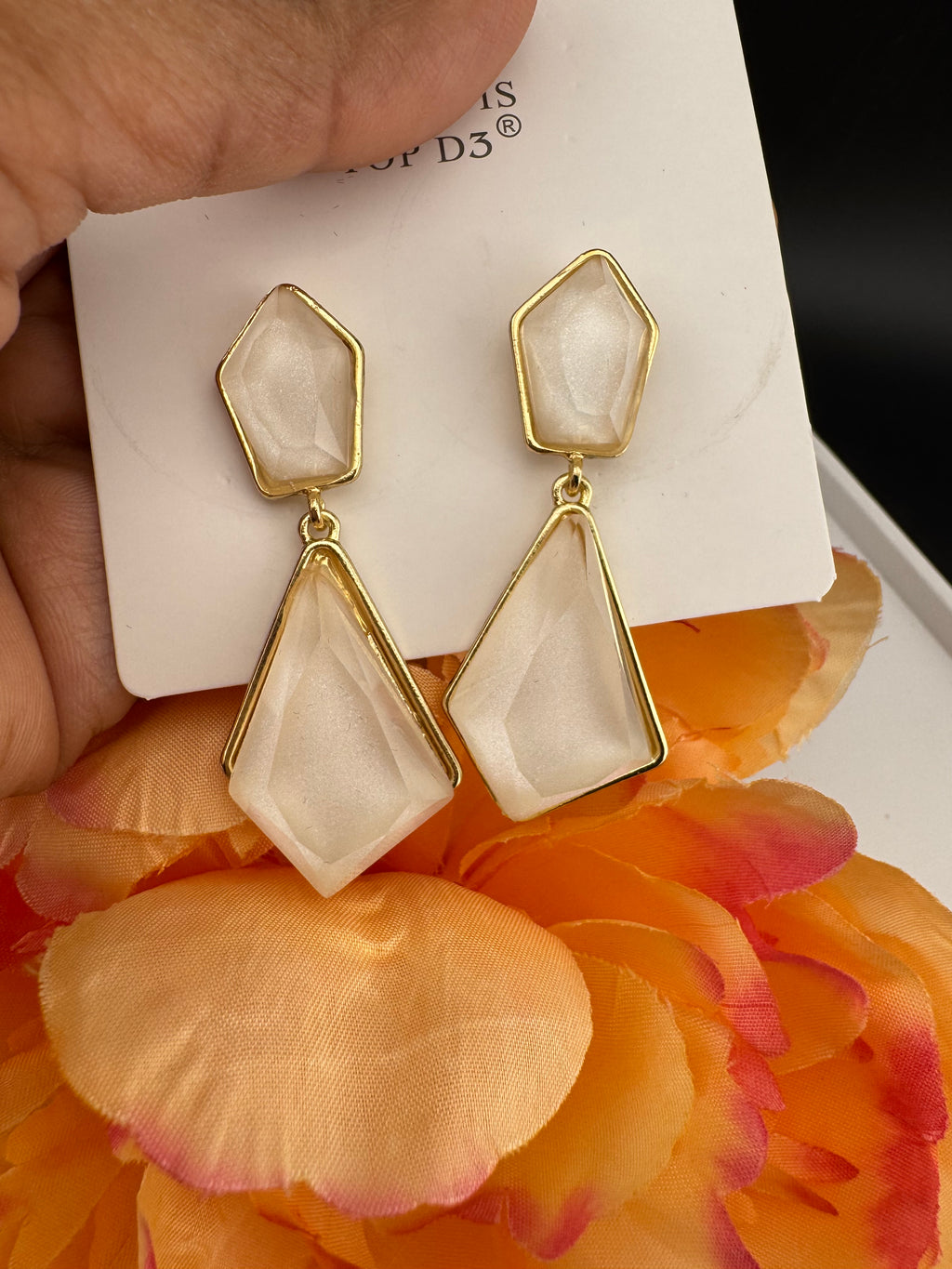 High Quality Premium Enamel and gold Designer Drop Earrings