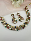 Stones, CZ, Kundan Gold necklace set, Indian Bridal Jewelry set