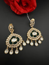 Gold and small pearls, Kundan, Cubic Zirconia Chandelier Chandbali Earrings, CZ, Designer jewelry