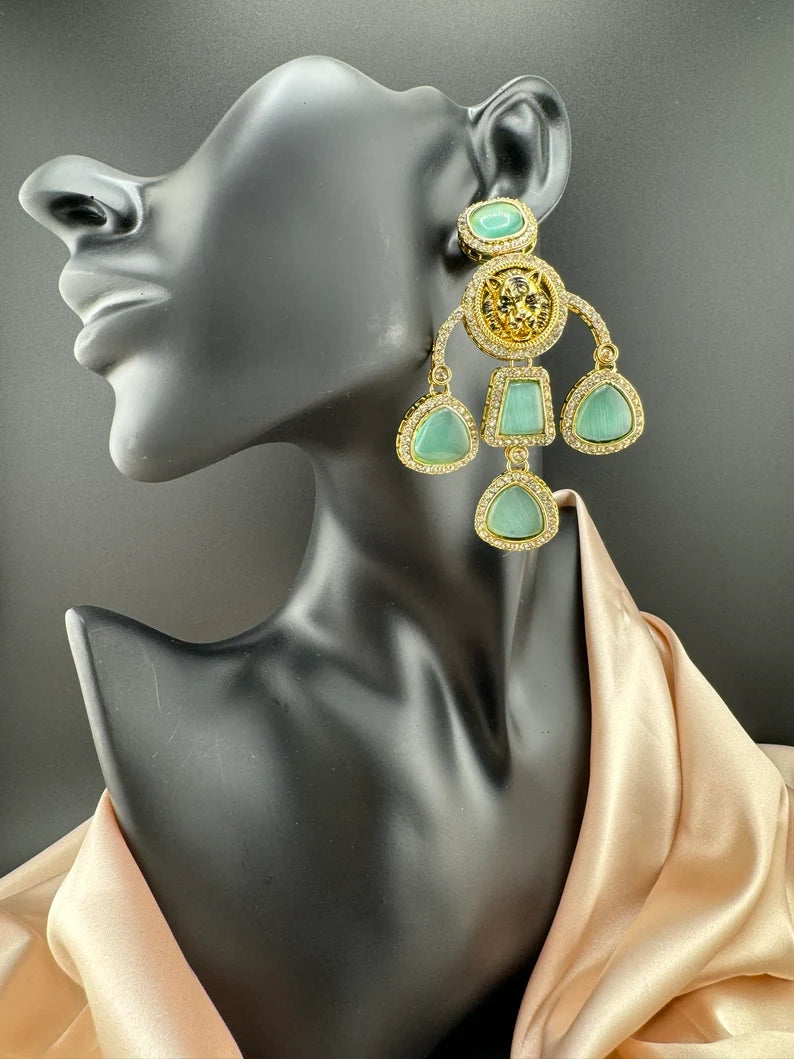 Inspired By Sabyasachi earrings Chand Bali , Long Chandelier earring