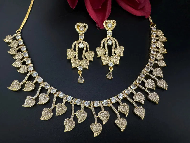 Premium Quality American Diamond, Cubic Zirconia Gold Necklace set